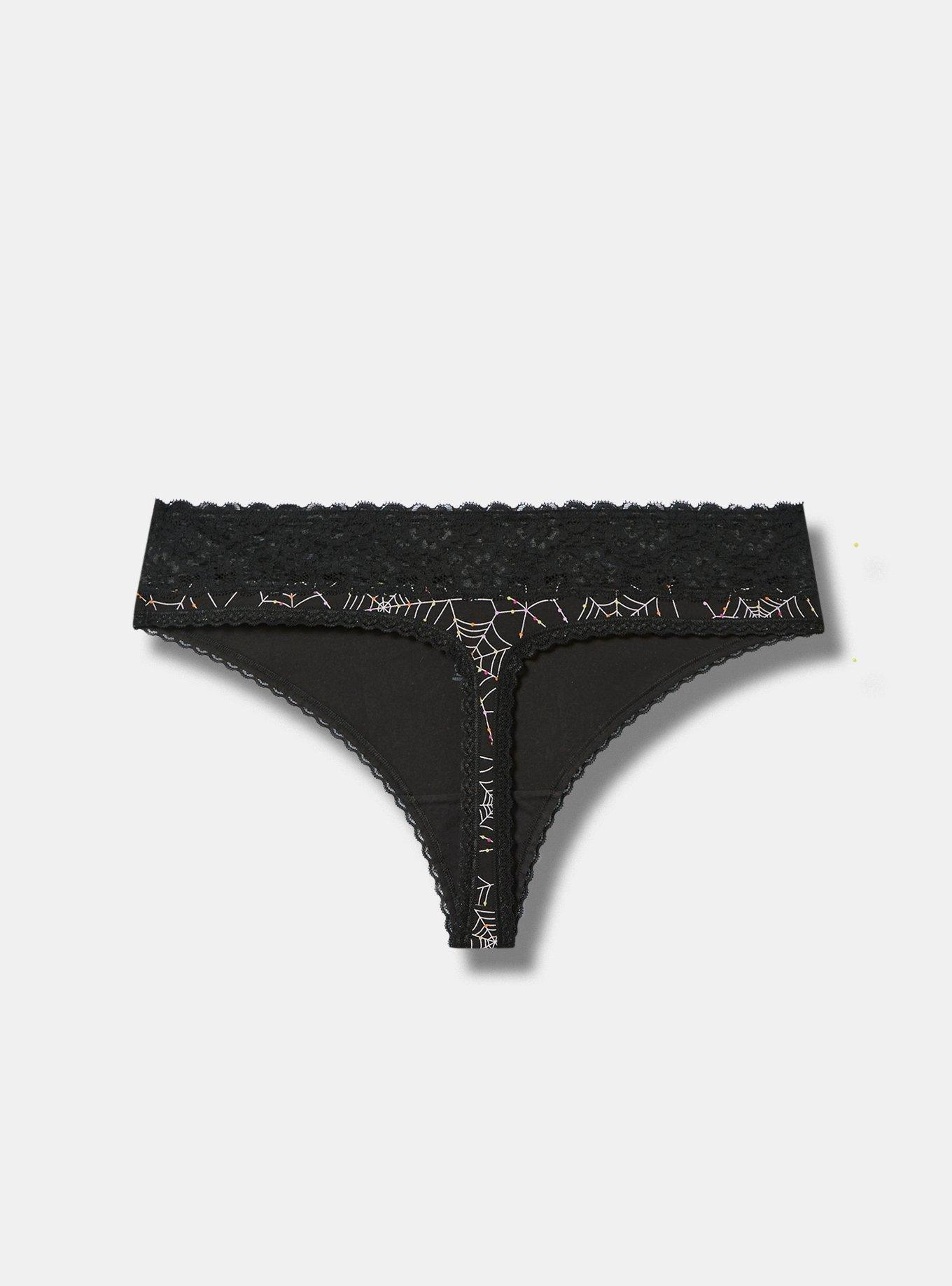 Plus Size - Cotton Mid-Rise Thong Lace Trim Panty - Torrid