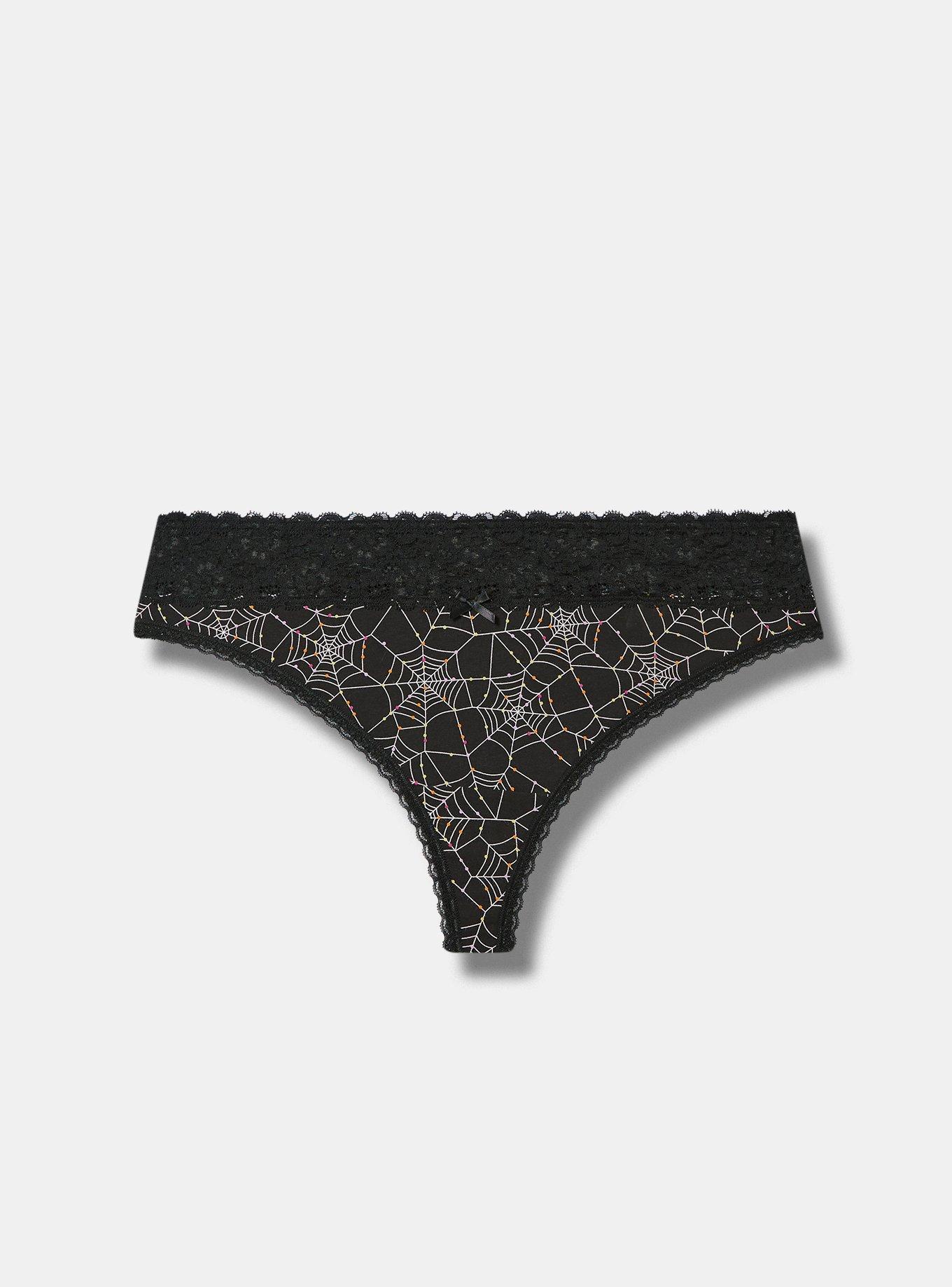 TORRID Cotton Mid-Rise Thong Lace Trim Panty