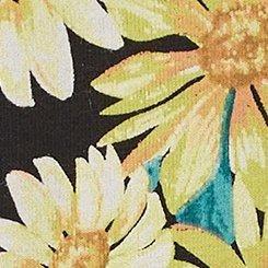 Cotton Mid-Rise Thong Lace Trim Panty, SUNNY SUNFLOWERS FLORAL BLACK, swatch