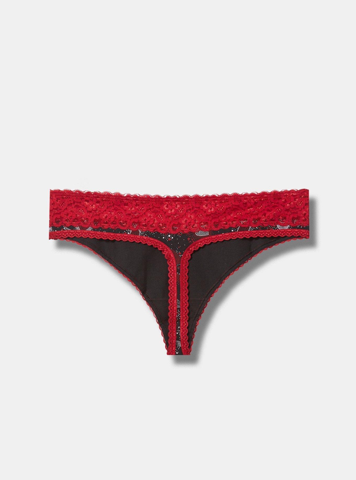 Plus Size - Cotton Mid-Rise Thong Lace Trim Panty - Torrid