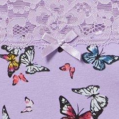 Cotton Mid-Rise Thong Panty, BUTTERFLIES SWARMING LILAC BREEZE, swatch