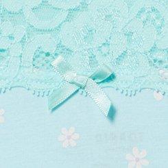Cotton Mid-Rise Lace Trim Thong Panty, DAISY PLAY LIMPET SHELL, swatch