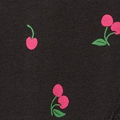 Cotton Mid-Rise Lace Trim Thong Panty, MON CHERRIES RICH BLACK, swatch