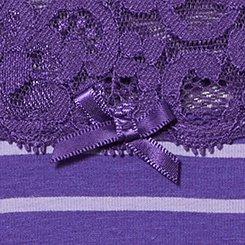 Cotton Mid-Rise Lace Trim Thong Panty, SPORTY STRIPE HELIOTROPE, swatch