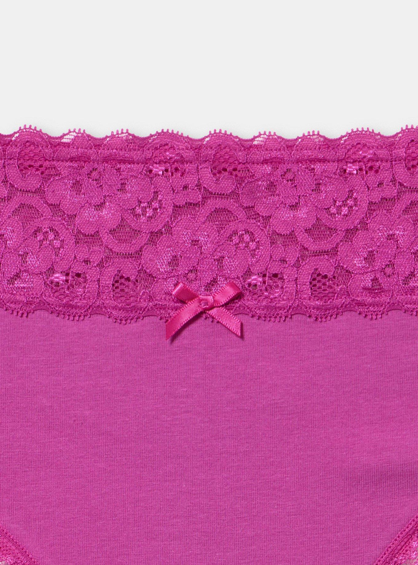 Cotton Mid-Rise Thong Panty, DAZZLE ROSE, alternate