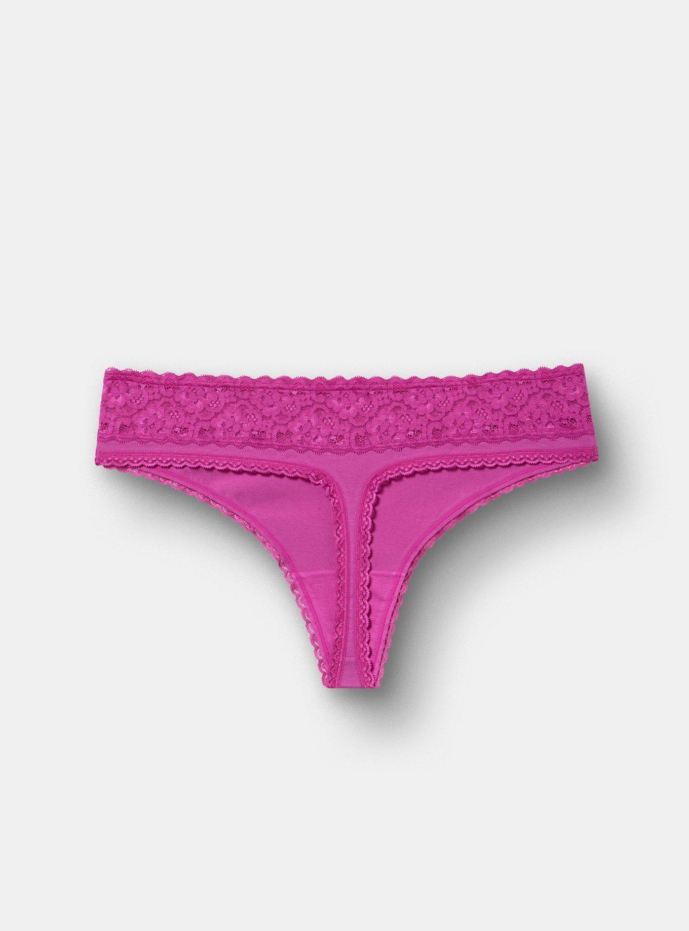 Cotton Mid-Rise Thong Panty, DAZZLE ROSE, alternate