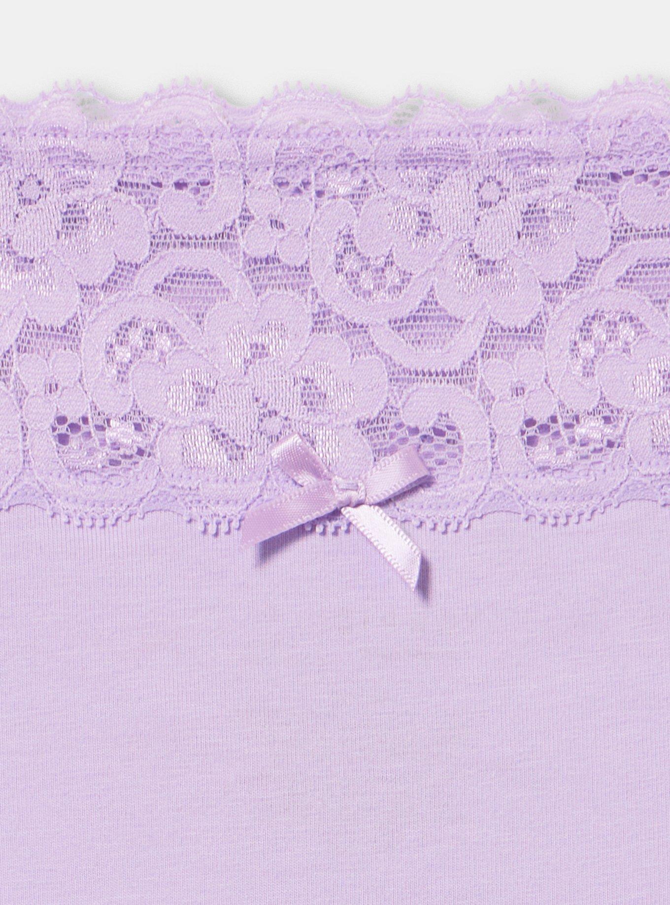 Cotton Mid-Rise Thong Panty, LAVENDULA, alternate