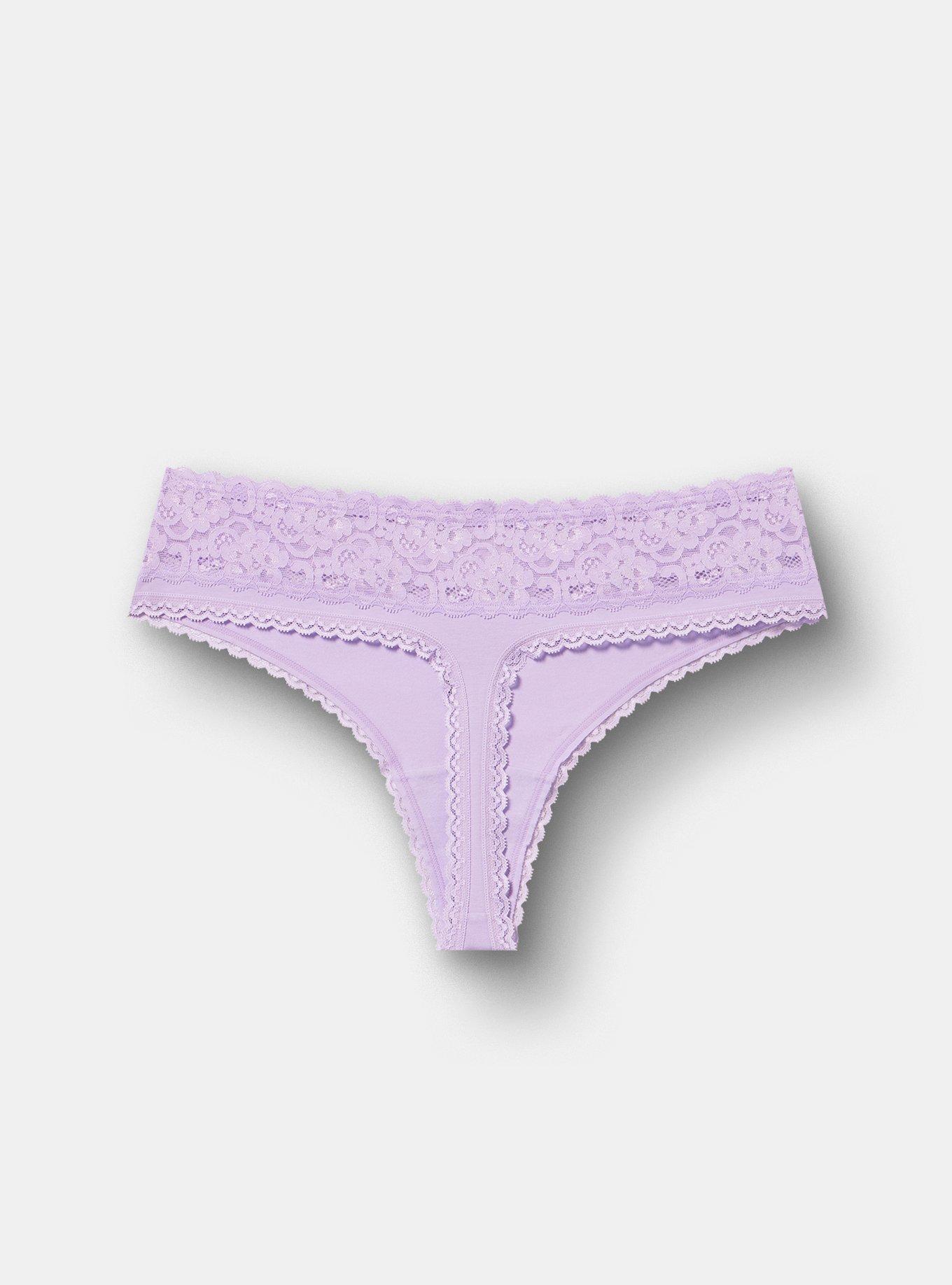 Cotton Mid-Rise Thong Panty, LAVENDULA, alternate