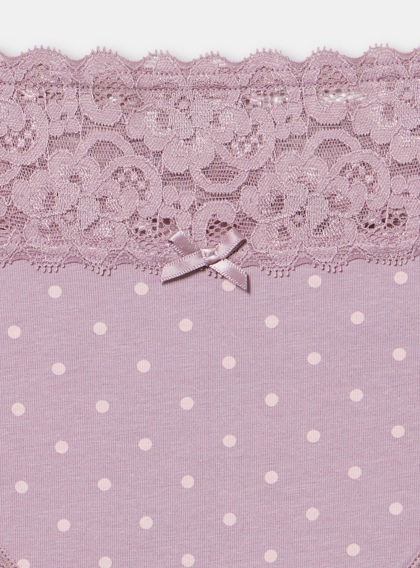 Cotton Mid-Rise Thong Panty, CHIC DOT TOADSTOOL, alternate