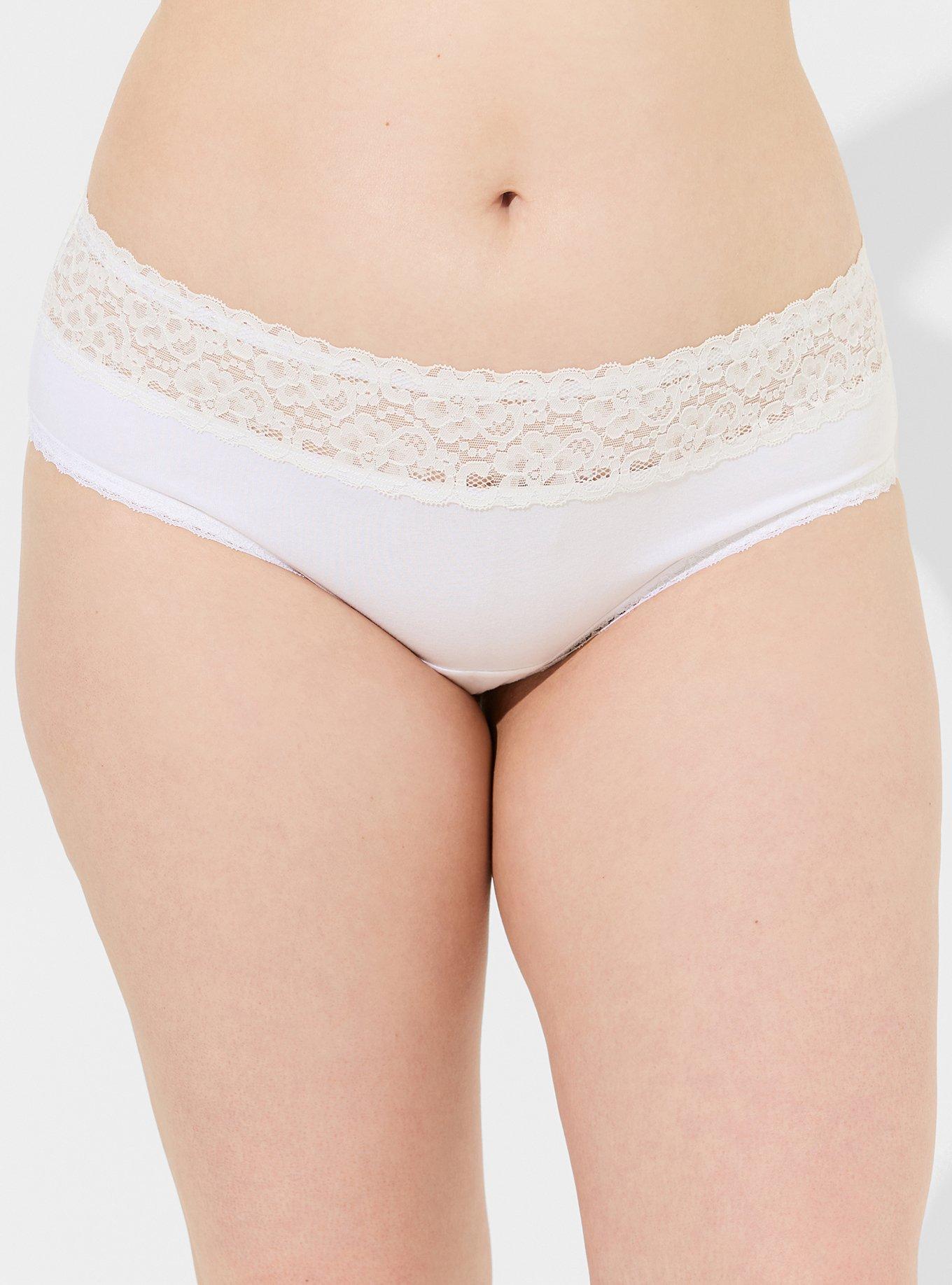 Plus Size - Cotton Mid-Rise Hipster Lace Trim Panty - Torrid