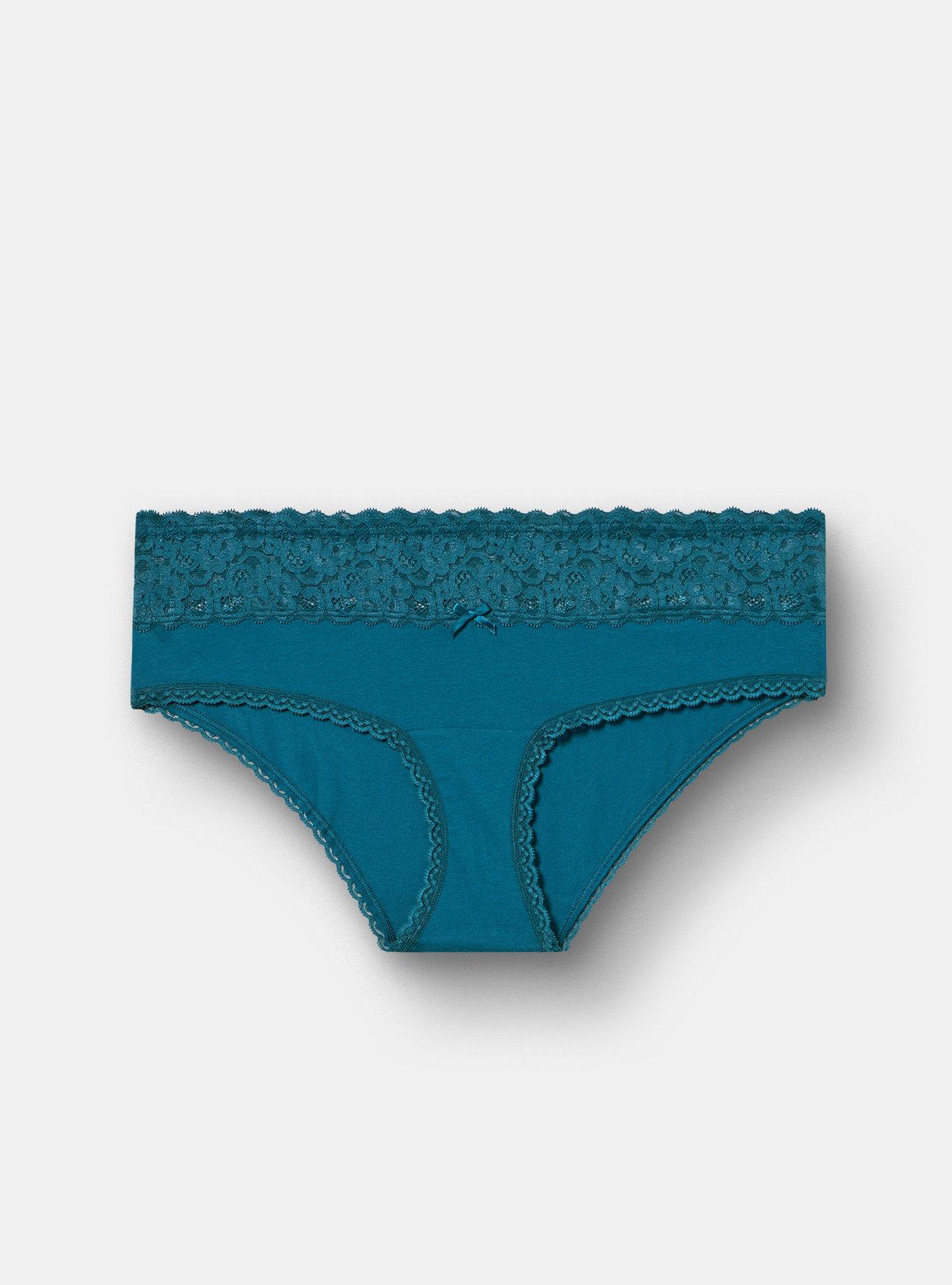 Cotton Mid-Rise Lace Trim Hipster Panty, LEGION BLUE, hi-res