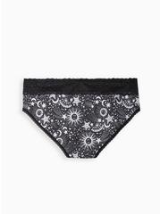 Cotton Mid-Rise Hipster Lace Trim Panty, HEART OF GOLD BLACK, alternate
