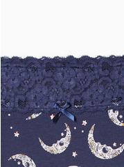Cotton Mid-Rise Hipster Lace Trim Panty, MUERTOS MOONS NAVY, alternate