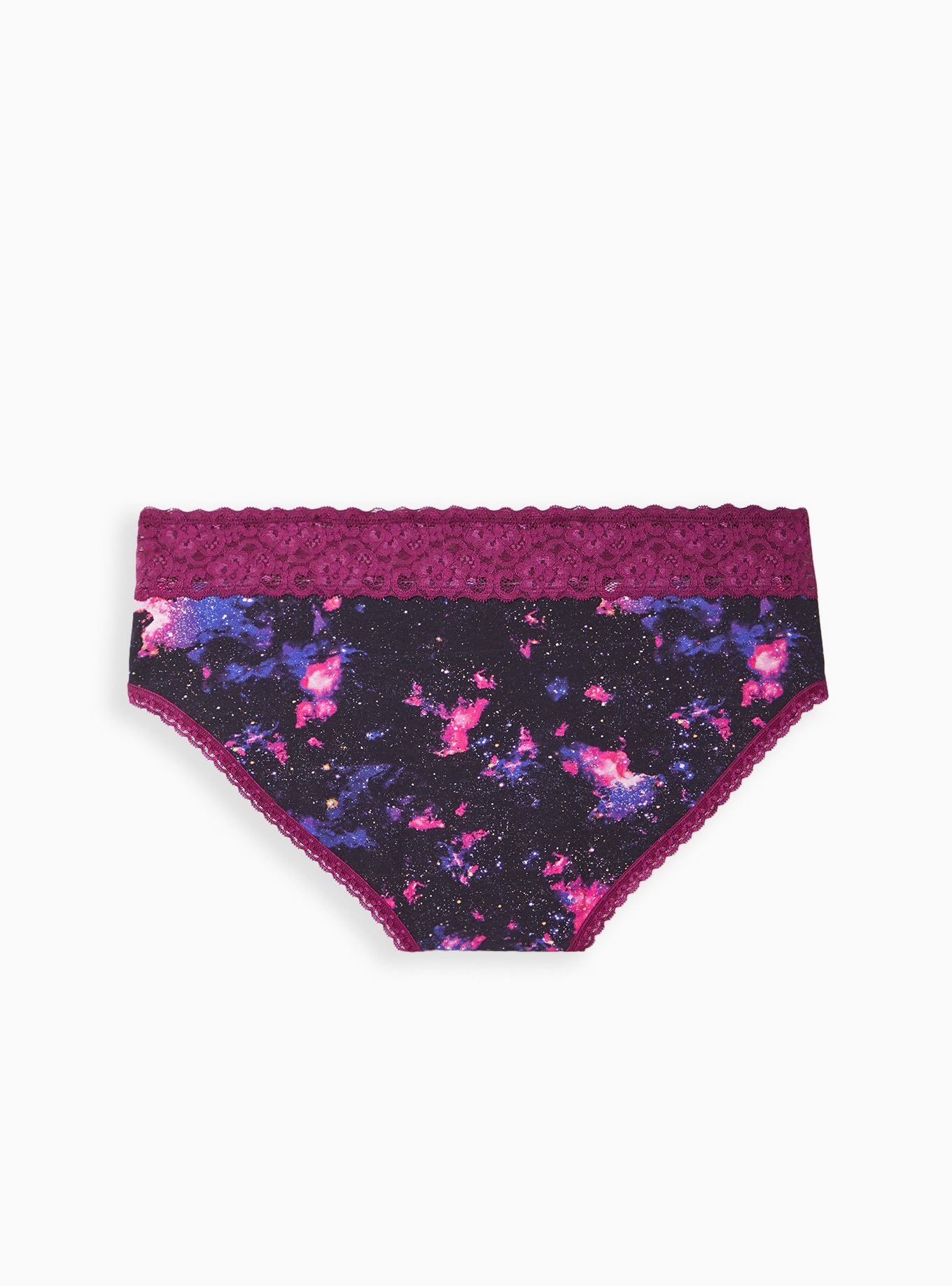 Cotton Mid-Rise Lace Trim Hipster Panty, CELESTIAL SYMPHONY BLACK, alternate