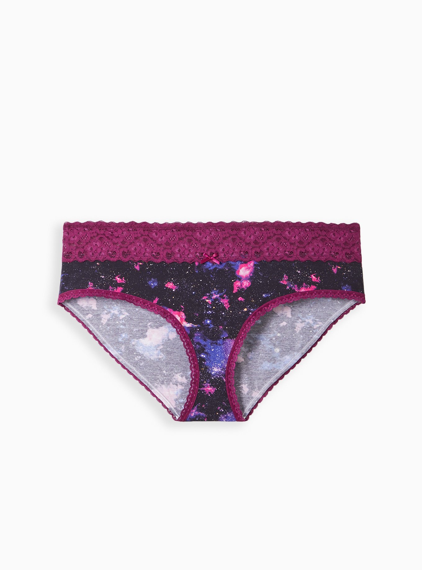 Cotton Mid-Rise Lace Trim Hipster Panty, CELESTIAL SYMPHONY BLACK, hi-res