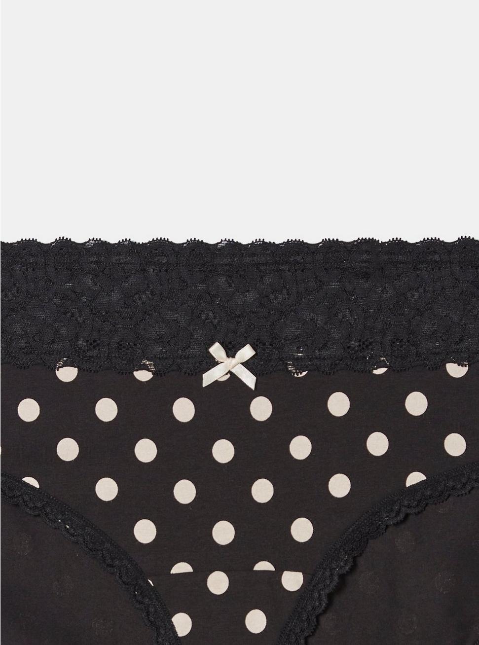 Cotton Mid-Rise Hipster Lace Trim Panty, POLKA DOT PARTY, alternate