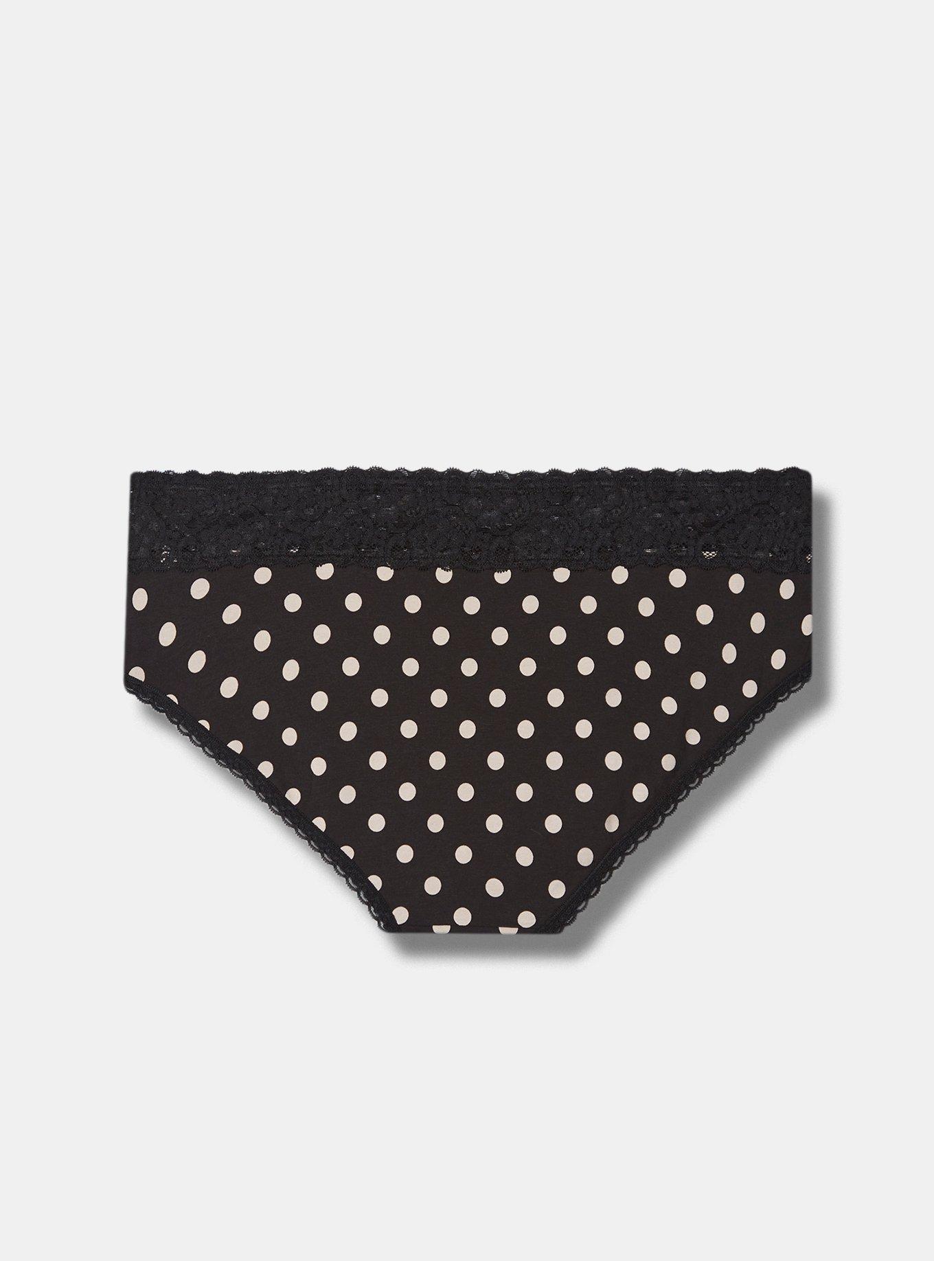 Black Cotton Hipster Underwear with Lace Trim for Women