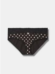 Cotton Mid-Rise Hipster Lace Trim Panty, POLKA DOT PARTY, hi-res