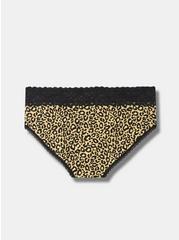Cotton Mid-Rise Hipster Lace Trim Panty, MONDAY LEOPARD YELLOW, alternate