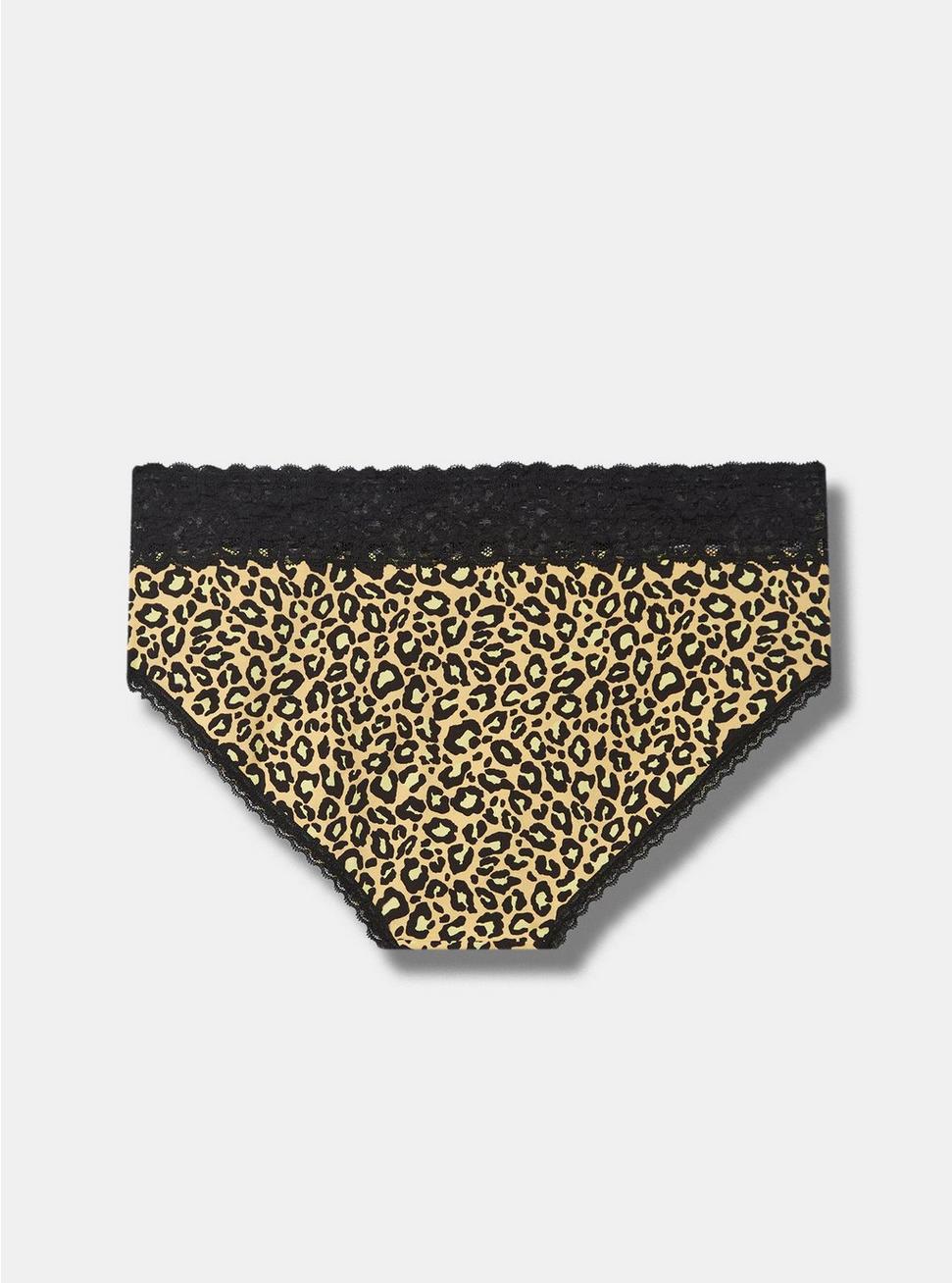 Cotton Mid-Rise Hipster Lace Trim Panty, MONDAY LEOPARD YELLOW, alternate