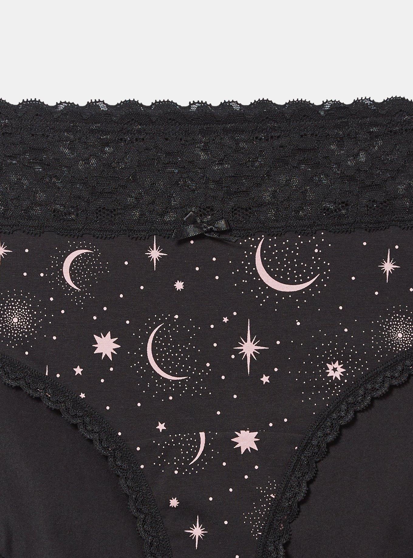 Cotton Mid-Rise Hipster Lace Trim Panty, TWINKLY MOONS, swatch