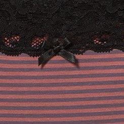Cotton Mid-Rise Hipster Lace Trim Panty, TEDDY STRIPE WITHERED ROSE BLACK PLUM, swatch