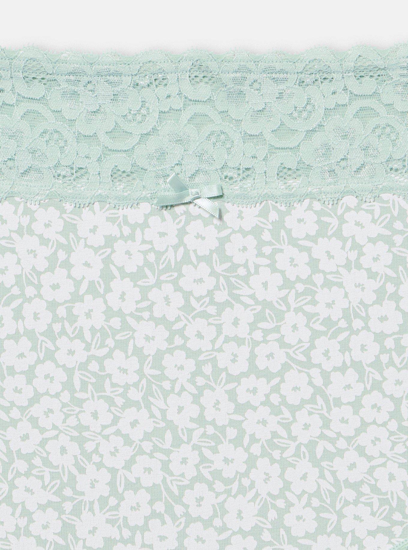 Cotton Mid-Rise Lace Trim Hipster Panty, DAISY FIELD FLORAL HARBOR GREY, alternate