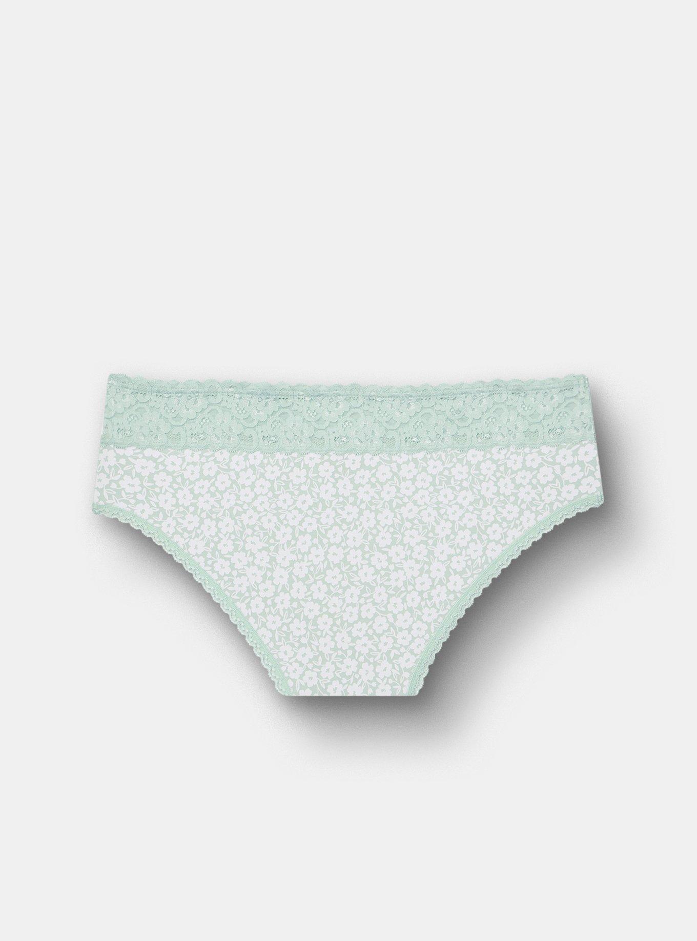 Cotton Mid-Rise Lace Trim Hipster Panty, DAISY FIELD FLORAL HARBOR GREY, alternate