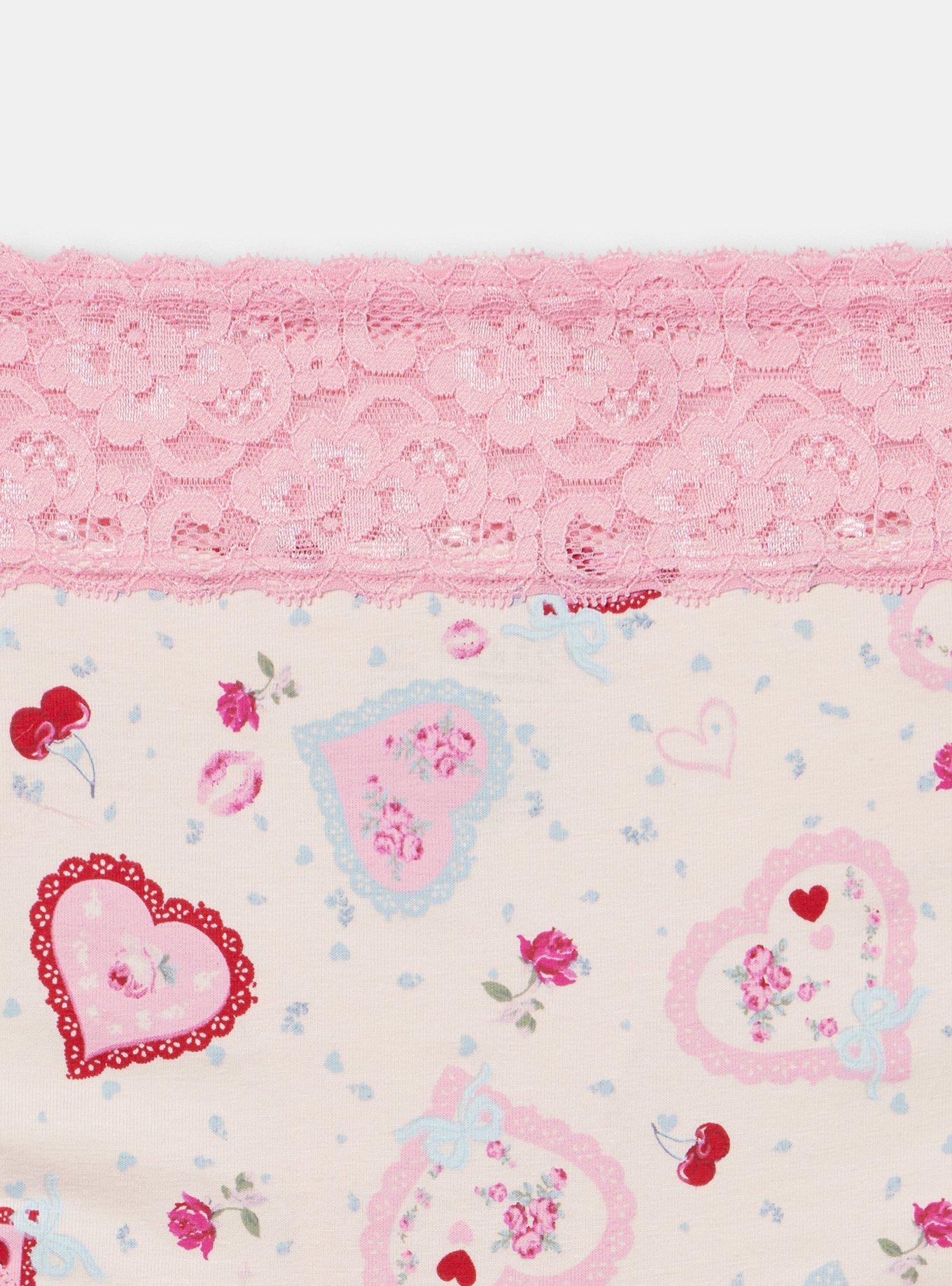 Cotton Mid-Rise Lace Trim Hipster Panty, VINTAGE VALENTINES LOTUS, alternate