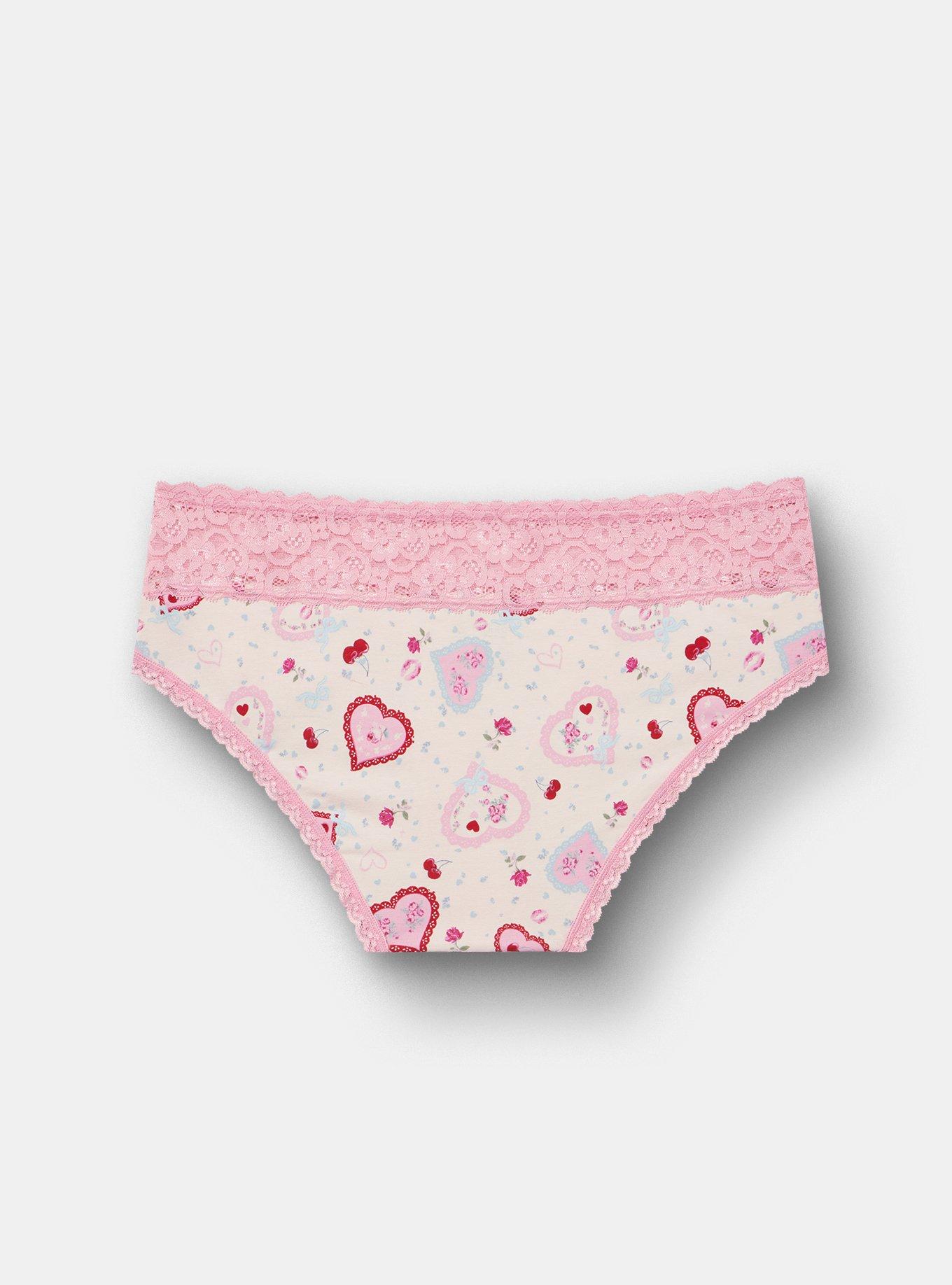 Cotton Mid-Rise Lace Trim Hipster Panty, VINTAGE VALENTINES LOTUS, alternate