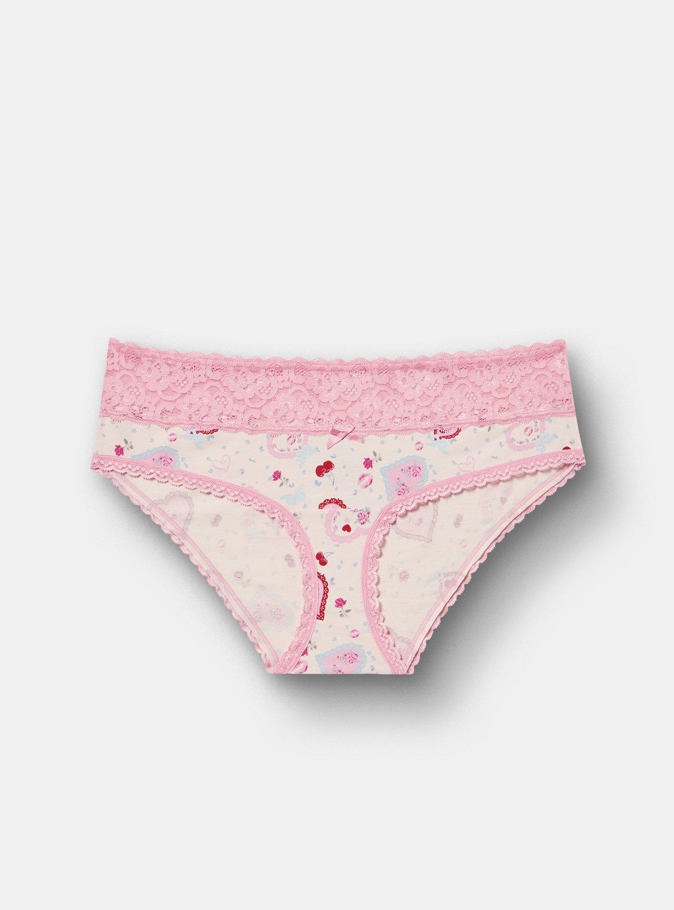 Cotton Mid-Rise Lace Trim Hipster Panty, VINTAGE VALENTINES LOTUS, hi-res