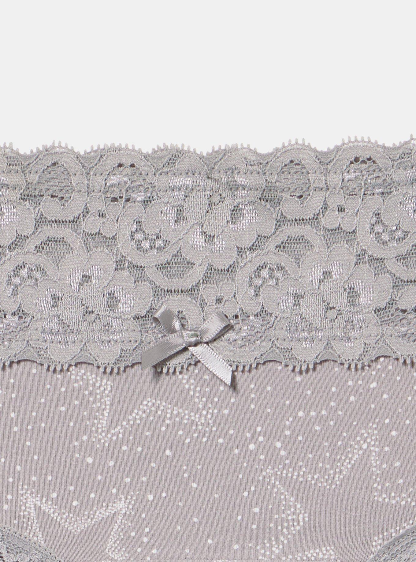 Cotton Mid-Rise Lace Trim Hipster Panty, SPARKLE STARS FORMAL GREY, alternate