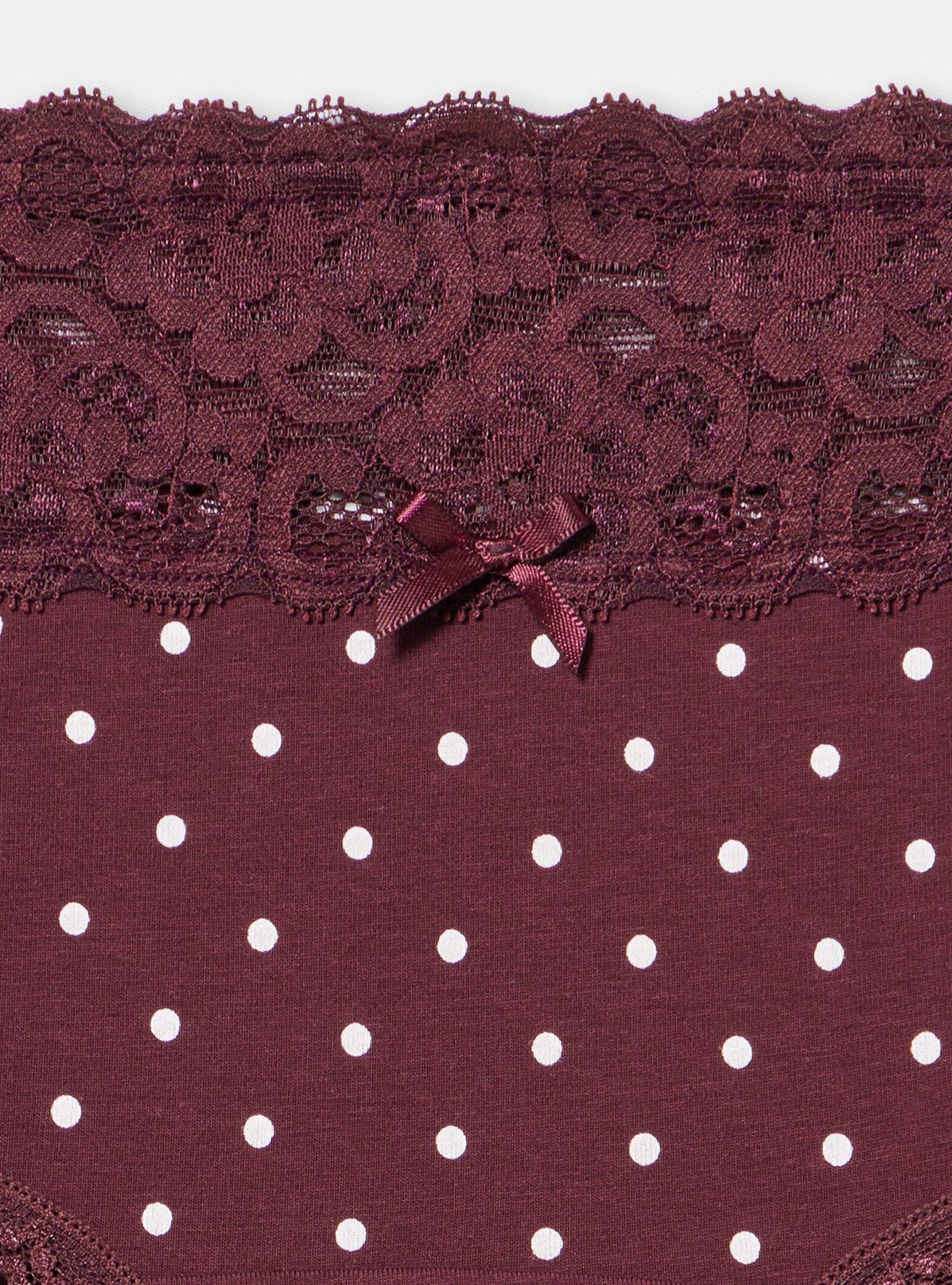 Cotton Mid-Rise Lace Trim Hipster Panty, CHIC DOT WINETASTING, alternate