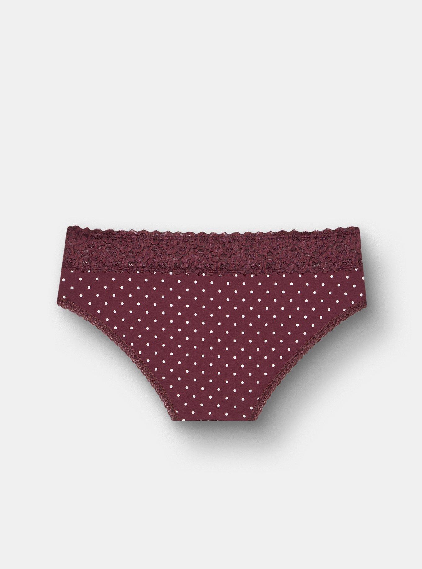 Cotton Mid-Rise Lace Trim Hipster Panty, CHIC DOT WINETASTING, alternate