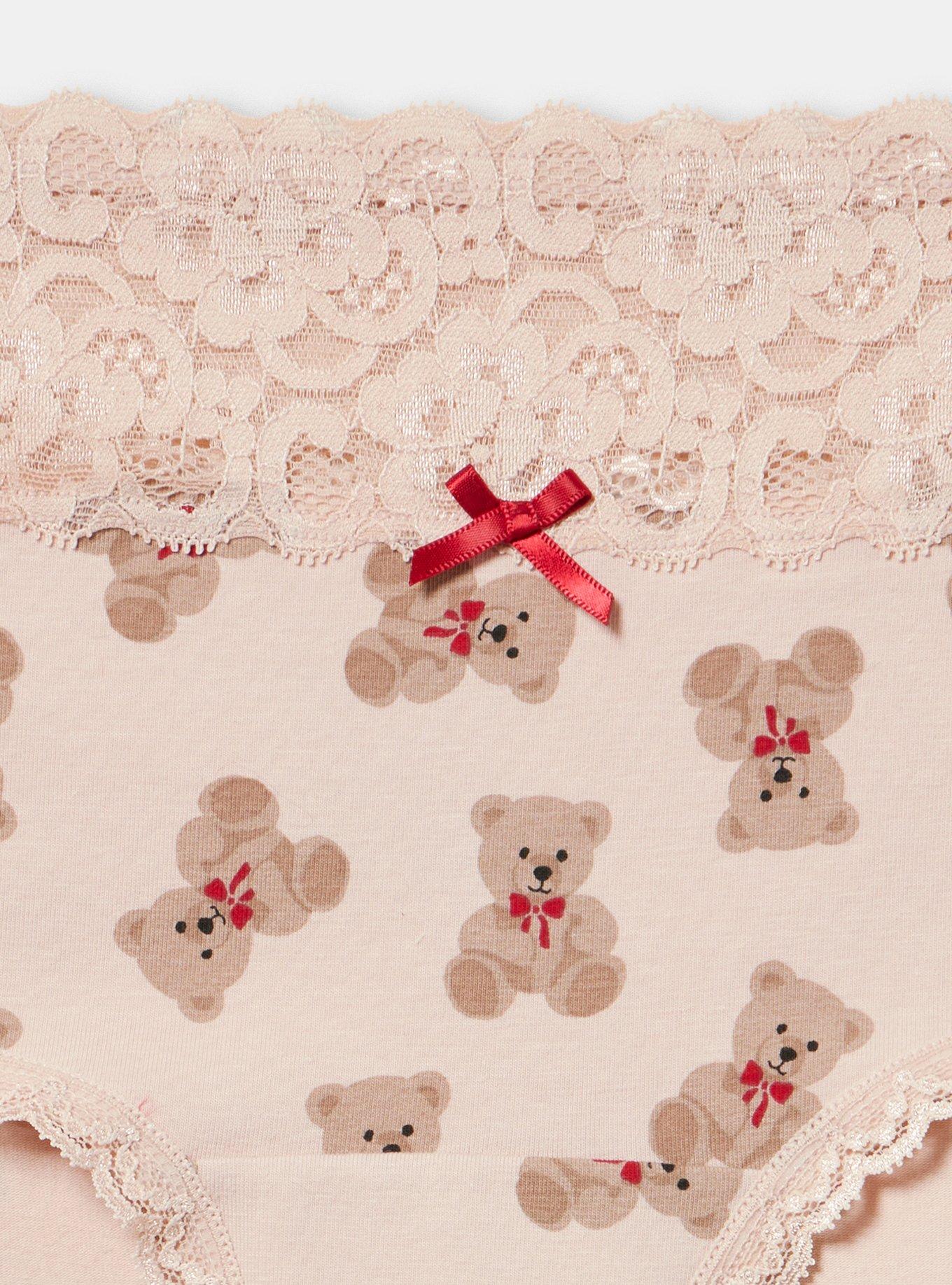 Cotton Mid-Rise Lace Trim Hipster Panty, COZY TEDDYS SMALL ROSE DUST, alternate