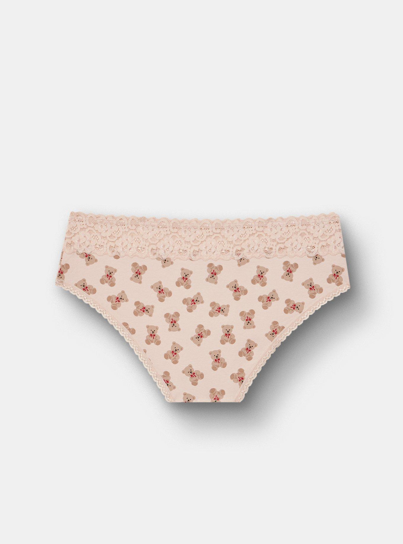 Cotton Mid-Rise Lace Trim Hipster Panty, COZY TEDDYS SMALL ROSE DUST, alternate