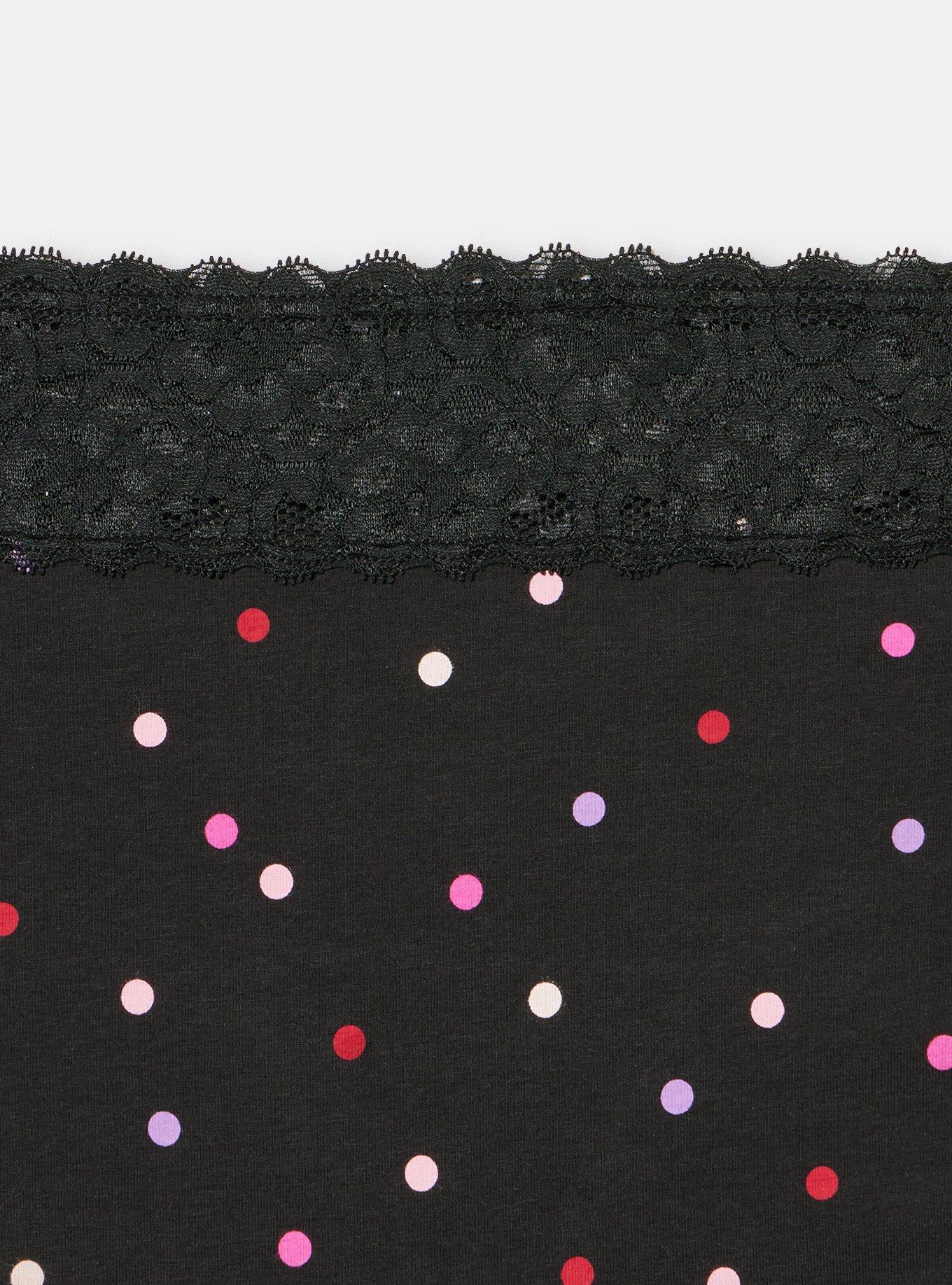 Cotton Mid-Rise Lace Trim Hipster Panty, SWEETHEART DOT SMALL BLACK, alternate