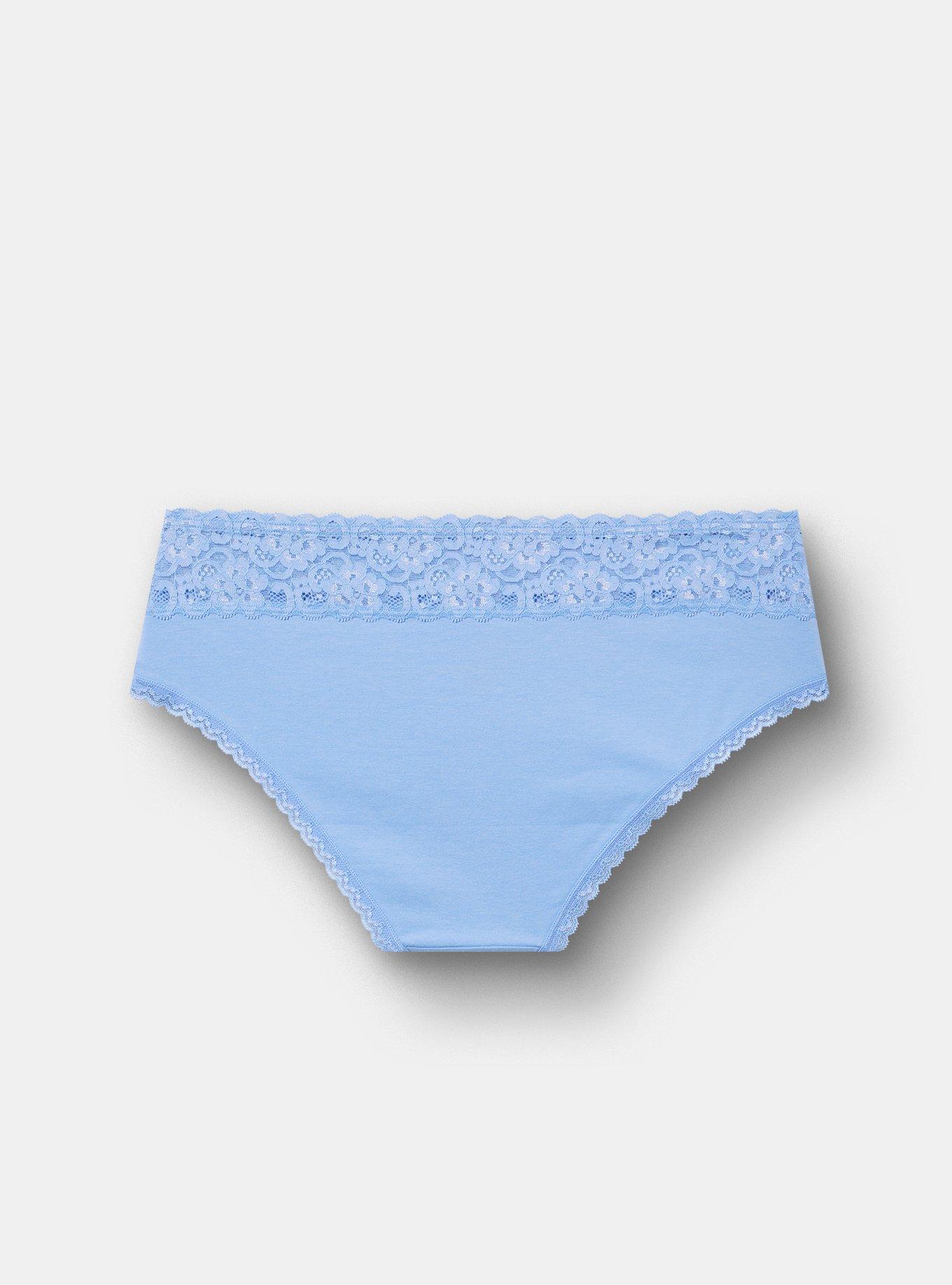 Cotton Mid-Rise Lace Trim Hipster Panty, HYDRANGEA, alternate