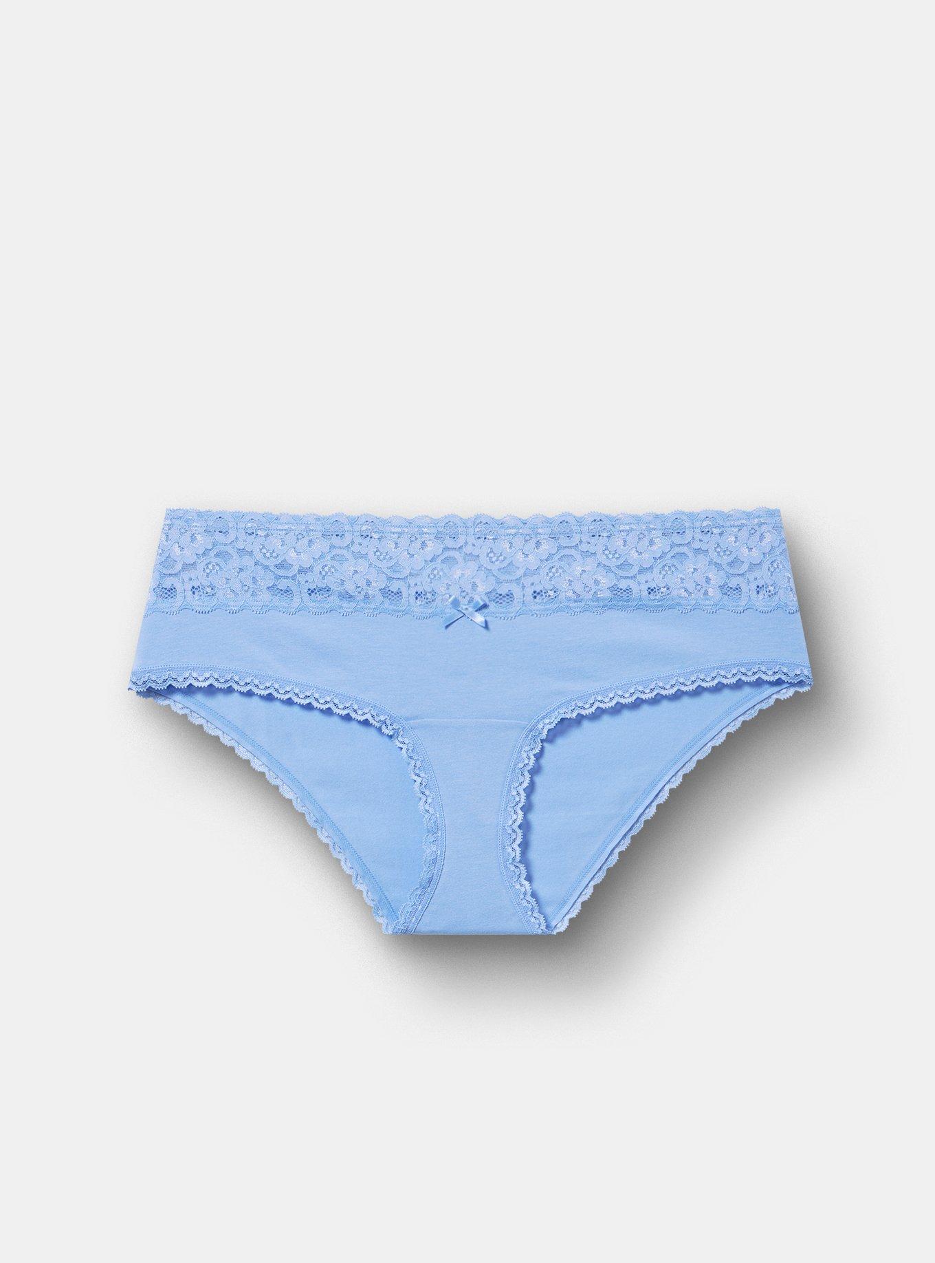 Cotton Mid-Rise Lace Trim Hipster Panty, HYDRANGEA, hi-res