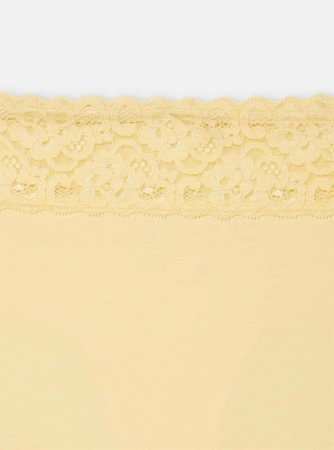 Cotton Mid-Rise Lace Trim Hipster Panty, GOLDEN HAZE, alternate