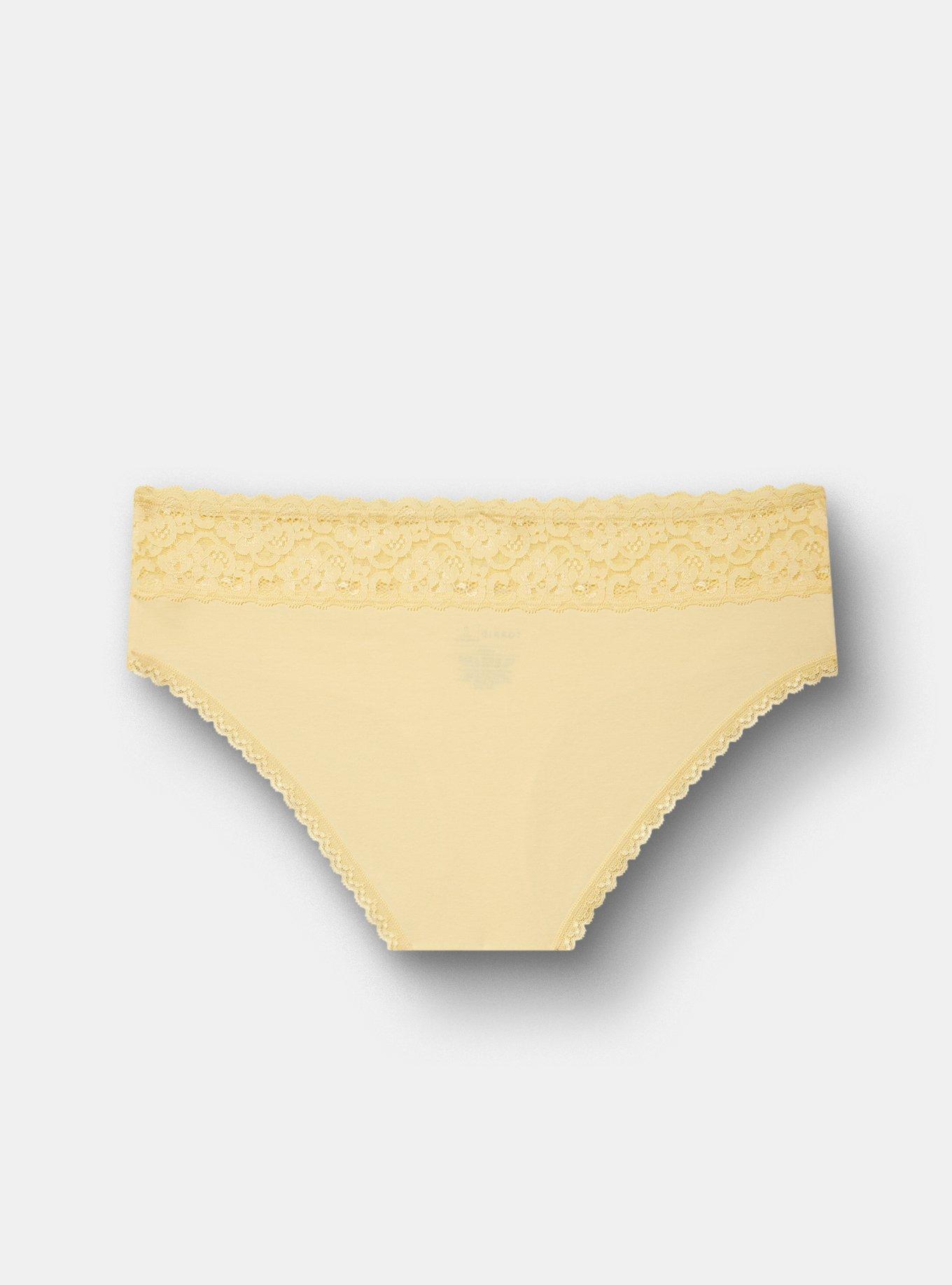 Cotton Mid-Rise Lace Trim Hipster Panty, GOLDEN HAZE, alternate