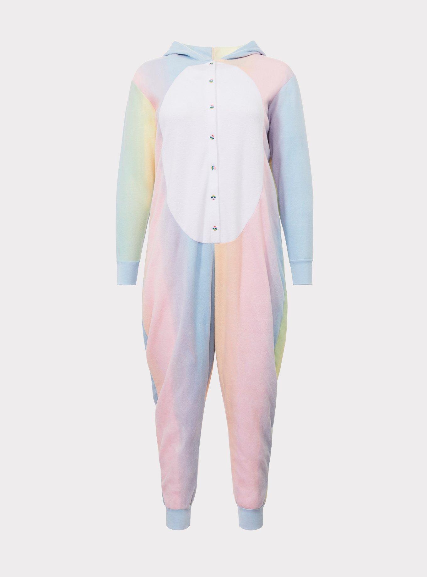 Pastel Rainbow Unicorn Fleece Onesie, , hi-res