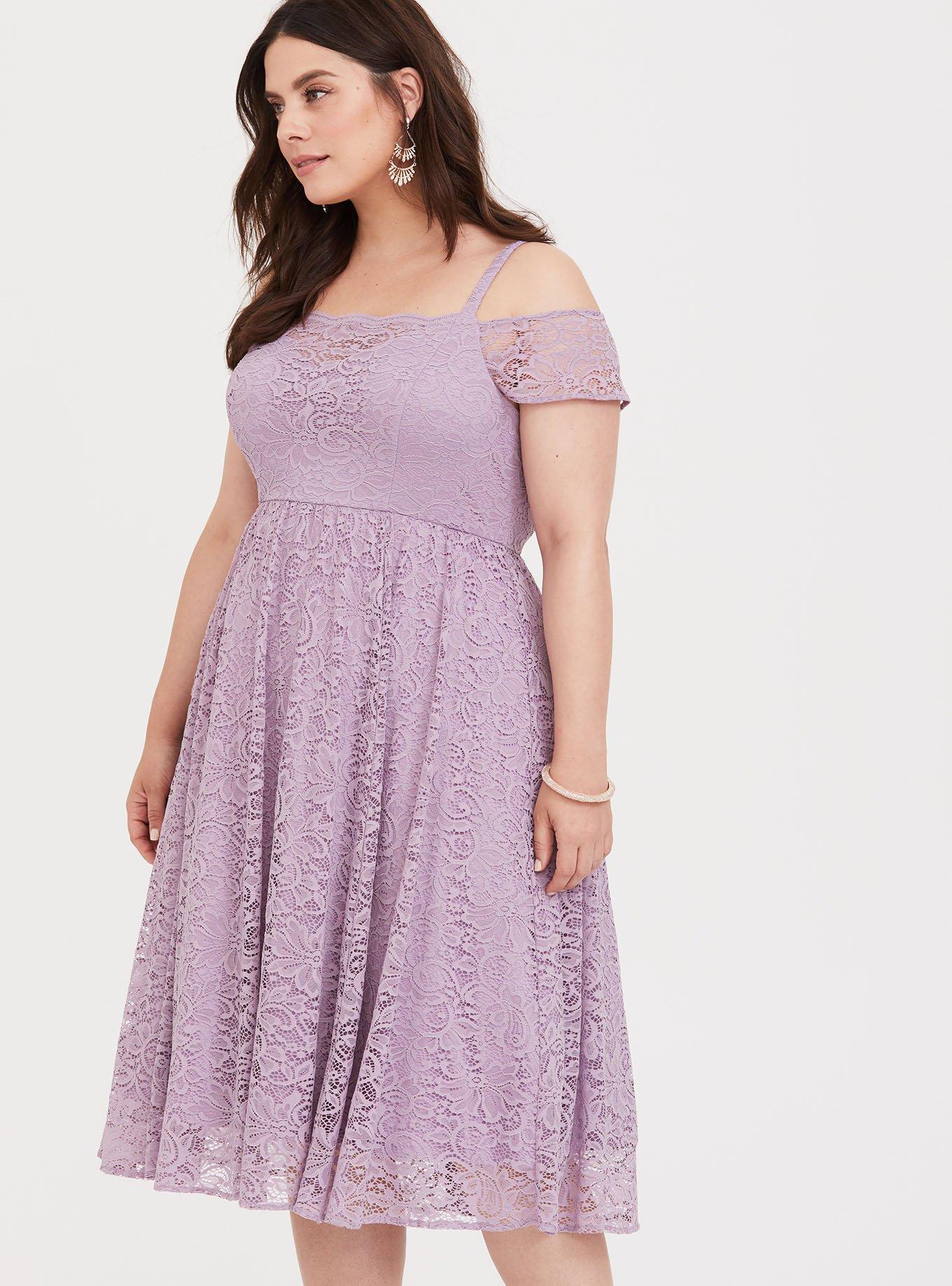 Special Occasion Purple Cold Shoulder Lace Midi Dress, NONEC, alternate