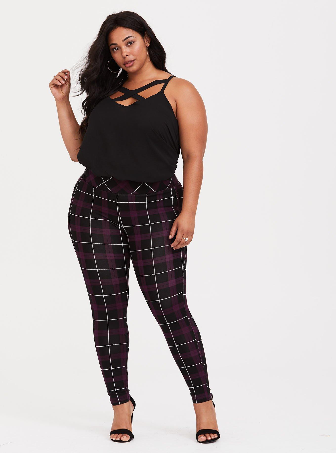 Purple plaid leggings sales