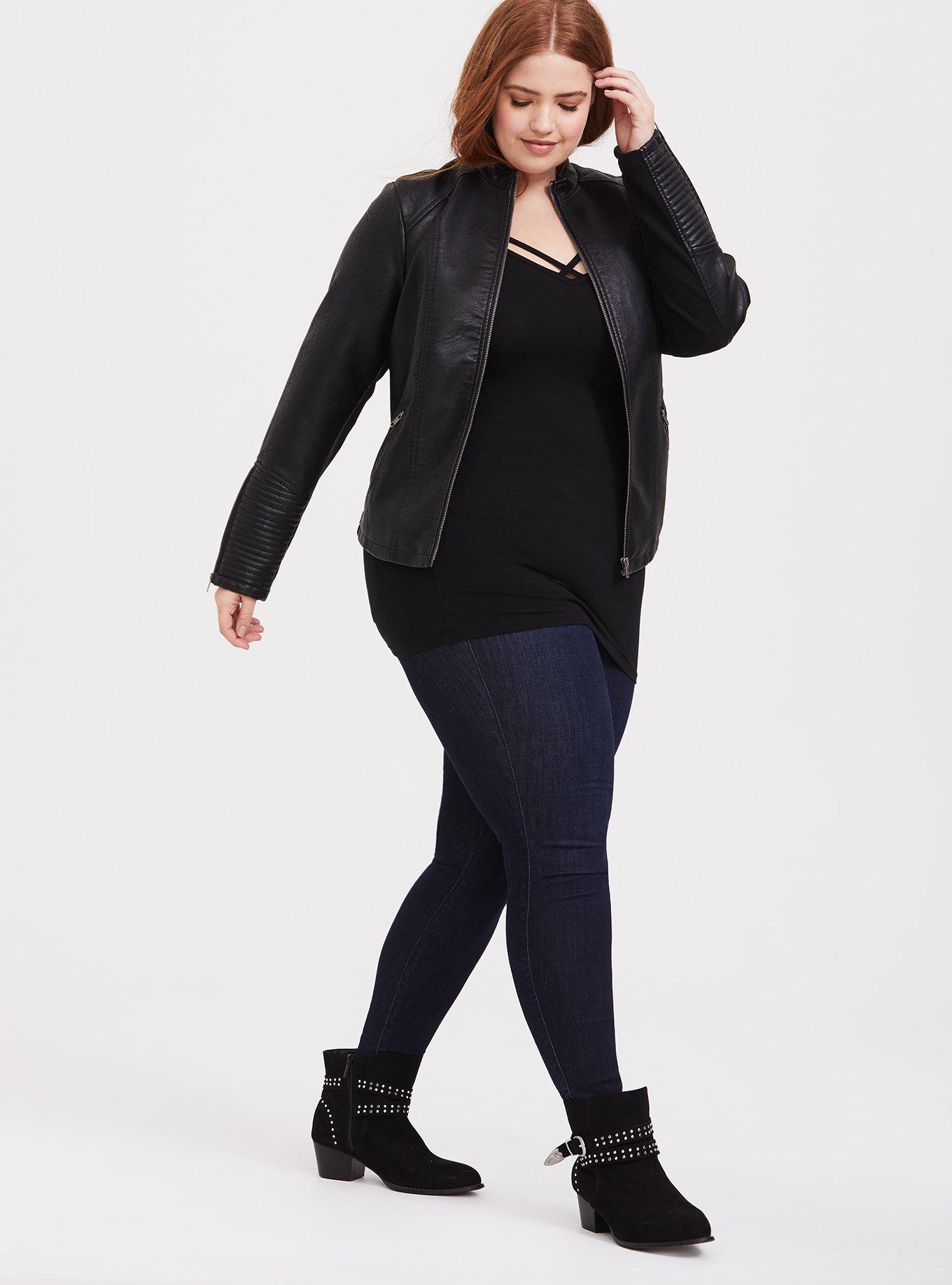 Plus Size Foxy Strappy Tunic Cami, DEEP BLACK, alternate