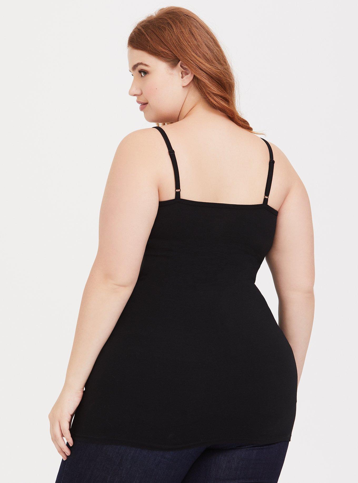 Plus Size Foxy Strappy Tunic Cami, DEEP BLACK, alternate