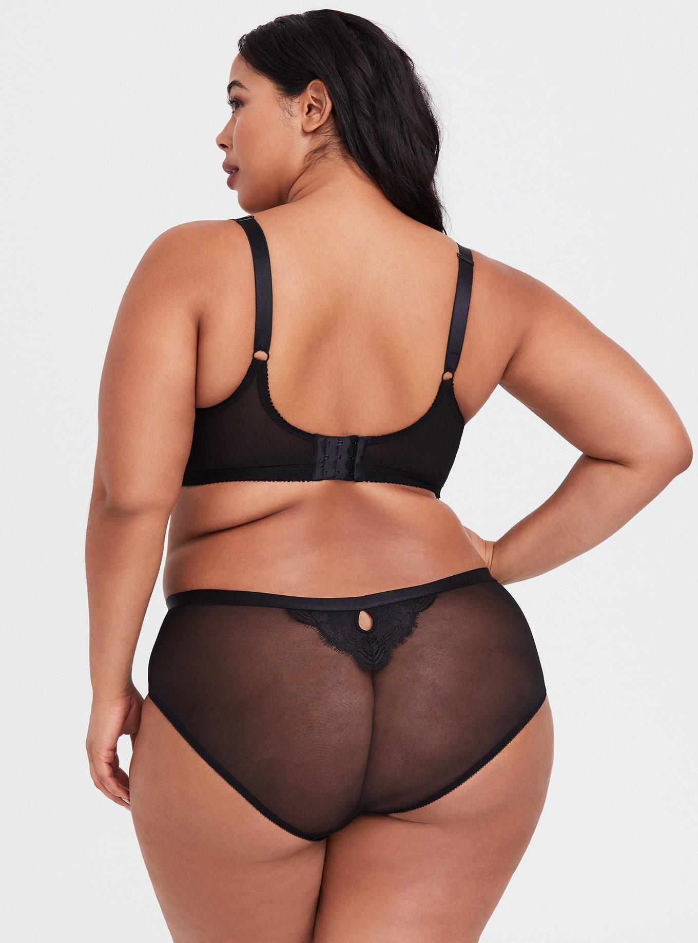 Black Satin & Lace Lightly Lined Demi Bra, RICH BLACK, alternate