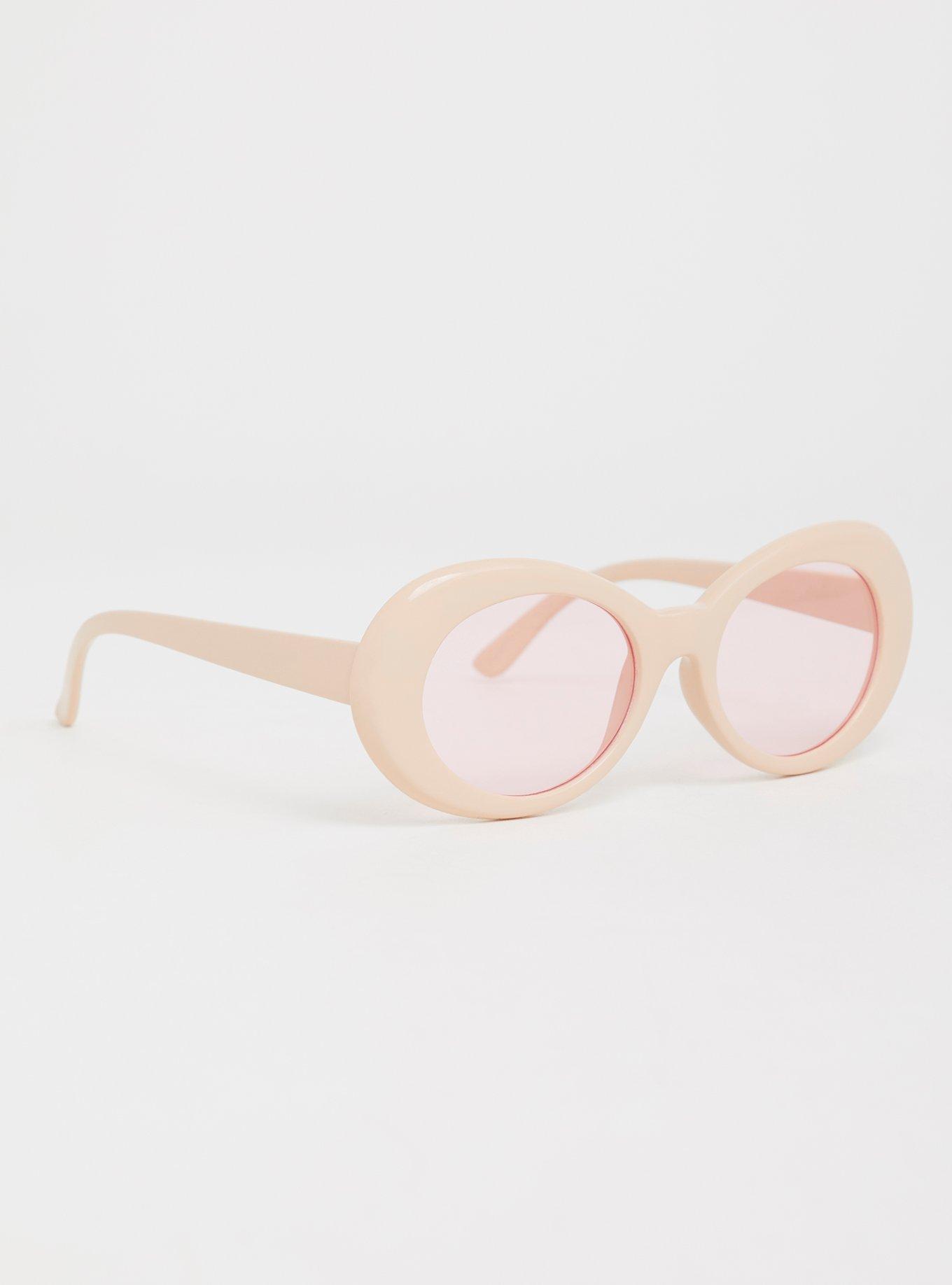 Pink Oval Plastic Sunglasses, , alternate