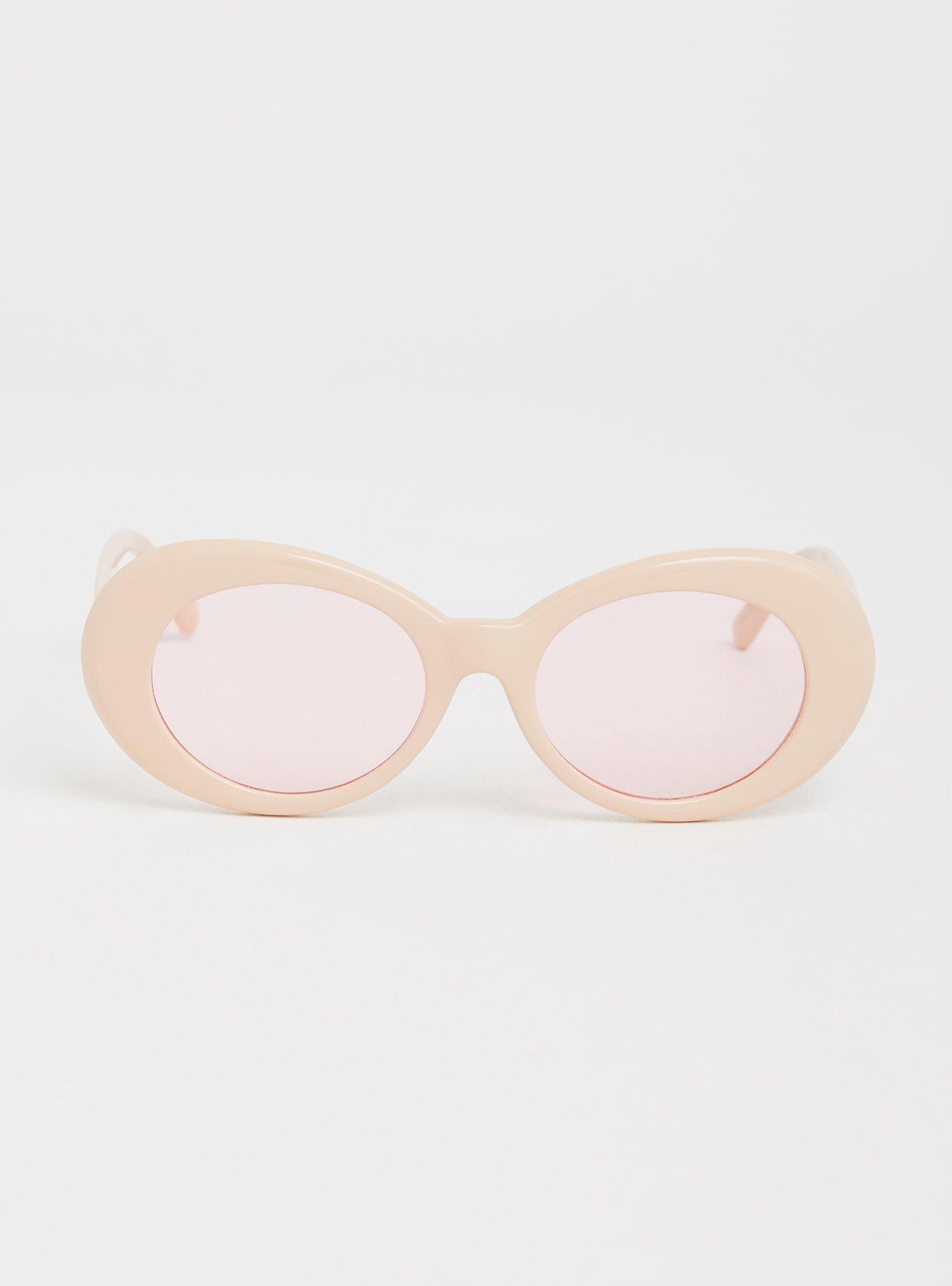 Pink Oval Plastic Sunglasses, , hi-res