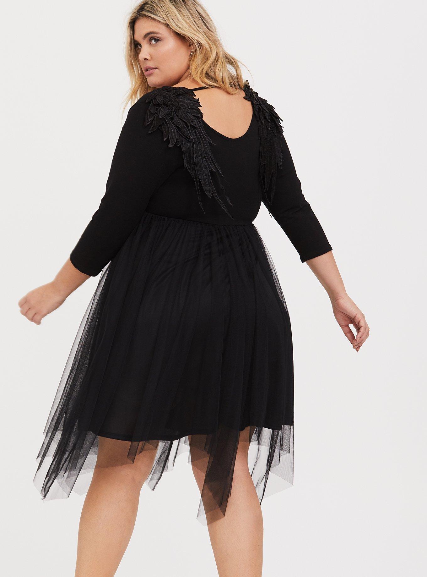 Plus Size - Black Wing Applique Dress - Torrid